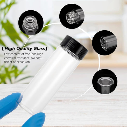 12PCS 30ml Glass Sample Bottles, Small Vials with Plastic Screw Cap Container for Sample Vial