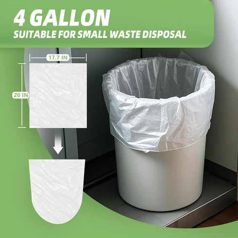 4 330 Count 3G Gallon Small Trash Bags Tear & Leak Resistant Small Garbage Bags For Bathroom White Trash Can Liners