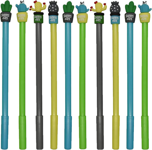 Maydahui 40PCS Cactus Gel Pen, Cute Cartoon Potted Plant Pens with Black Ink for School Home Office