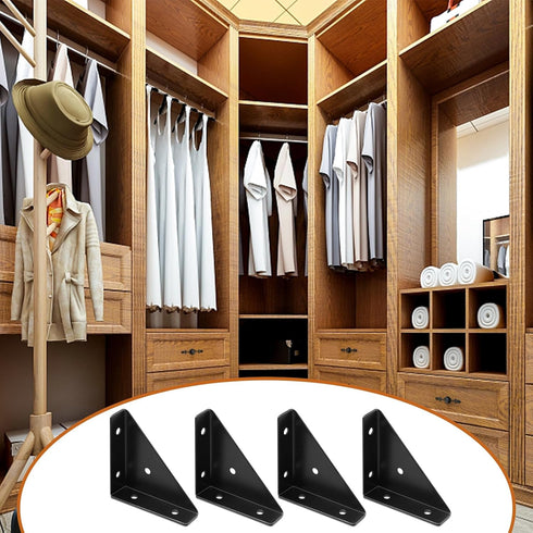CANIPHA 4Pcs 66mm 66mm Corner Bracket Black Angle Bracket Corner Brace, Metal Corner Brackets Triangle Corner Shelf
