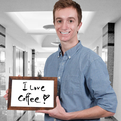 TORASO Dry Erase White Board - Magnetic Wall Board for Office/School/Home, Walnut Wood Frame, 7.9"x 11.8"