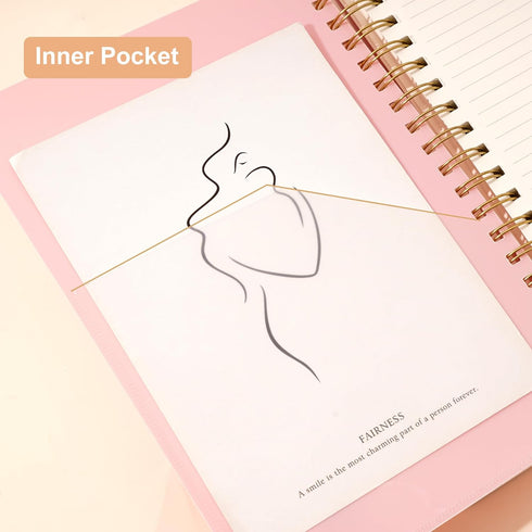 Yoment Spiral Notebook, College Ruled 7.3" X 10.2", 300 Pages Thick Notebook for Work, Pink Cover