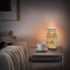 Bseiialft Fox Leaves Green Bedside Table Lamp Nightstand Lamp with Wood Base Night Light Linen Fabric Shade for Bedroom