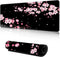Gaming Mouse Pad with Stitched Edges, Sakura Cherry Blossoms Extended XL Desk Mat with Anti-Slip Base, 35''×15.7''