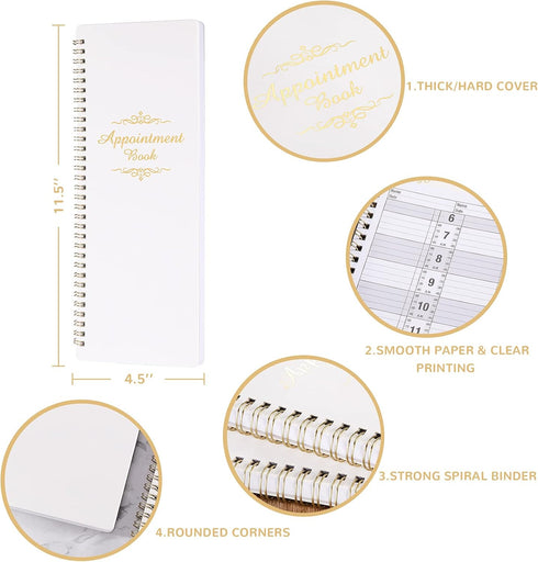 Undated Salon Appointment Book - Daily & Hourly Schedule, 15 Minute Intervals, 4.5'' x 11.5'', 200 Pages, Hardcover SPA