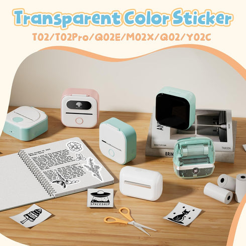 T02/T02Pro/Q02E/M02X/Y02C/Q02 2 50mm x3.5m, 3 Phomemo Sticker Paper- for Mini Printer, White Thermal Sticker for Study