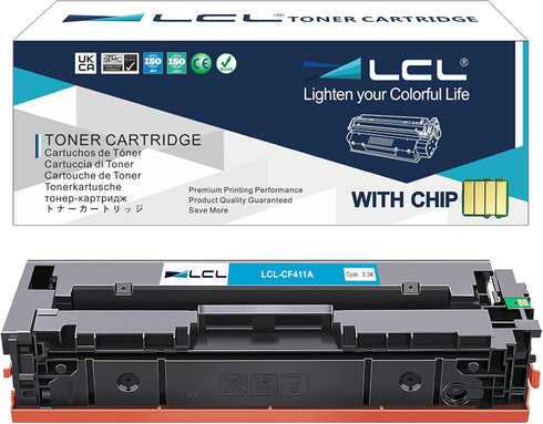 LCL Compatible Toner Cartridge for HP 410A CF411A - 1-Pack Cyan for M477fnw, M477fdn, M452dn, M377dw