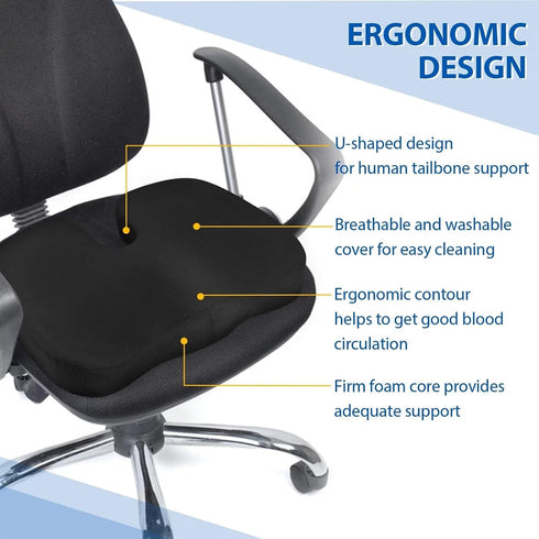 BAHREL Tailbone, Memory Foam Seat Cushion for Office Car Chair, Orthopedic Chair Pad, for Sciatica, Hip Pain Relief