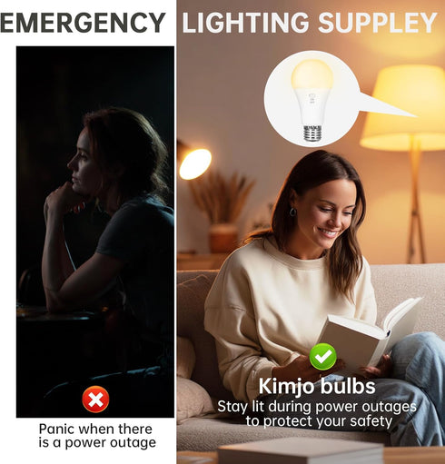 Bulbs 2600mAh Bulb 3 Dimmable (E26, Hook),1 Pack Kimjo Rechargeable Light with Remote, Keep Lighting During Power
