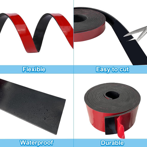Adhesive Rubber Strips 2" Wide x 1/8" Thick x 20' Long, Neoprene Rubber Sheets with Adhesive Backing for DIY Gaskets