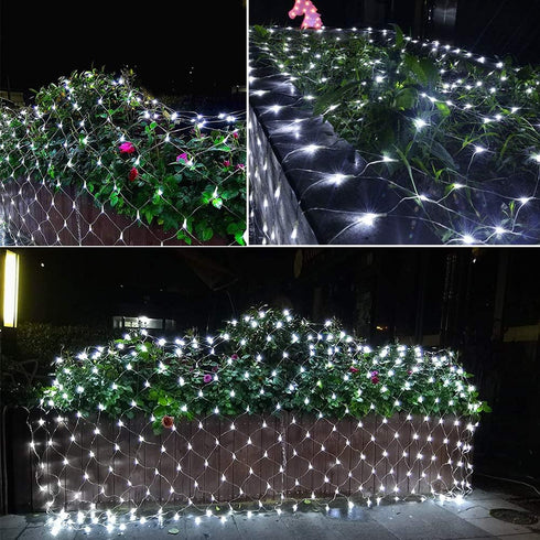 9.8FTx6.6FT 192 8 woohaha Outdoor Christmas Net Lights, LED Plug-in Mesh Lights with Lighting Modes, Connectable Light