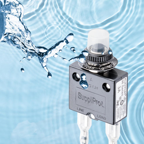 Push Button Circuit Breaker, Low Voltage Protector 3 Amp, Waterproof Cap Design, Manual Reset 32V Protection