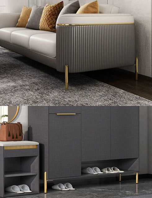 Autuwintor 7 inch Set 4 (7", Gold Furniture Legs, of Heavy Duty Metal feet for Sofa Couch Dresser TV Stand,Cabinet