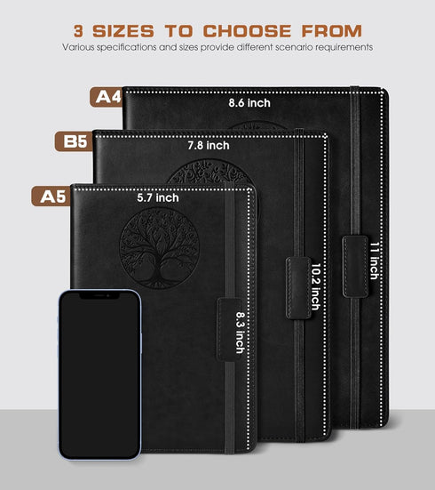 Lined Journal Notebook for Women Men,256 Pages B5 Large Hardcover Leather Journals for Writing,Travel,Business,Work,School,College Ruled Notebooks for Note Taking,Diary Notepad 7.8"×10.2" by Biuwory