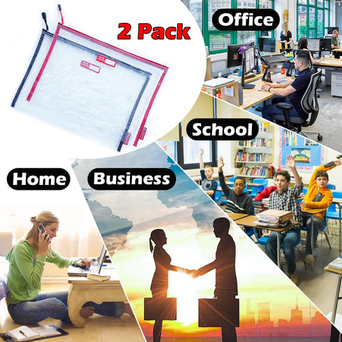 Rough Enough Clear Plastic File Folder Document Holder Bag, Zipper Pouches for Organizing A4 Paper, Office Supplies