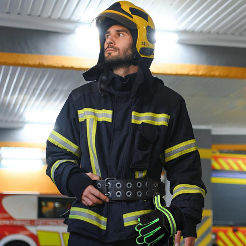 6 Pcs Firefighter Glove Strap, Heavy Duty Gear Holder Straps with Green Reflective Trim for Firefighting