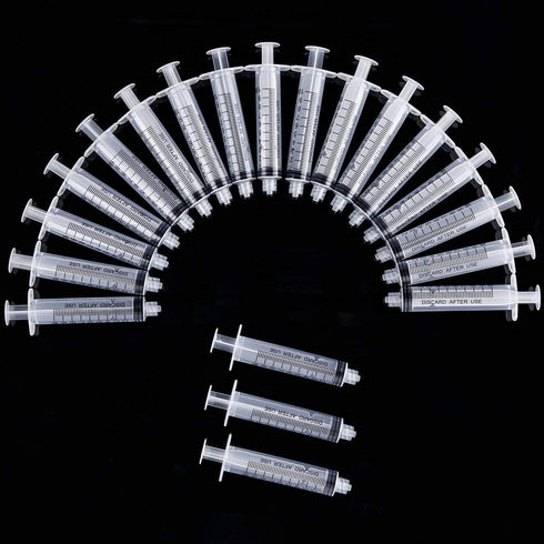 TecUnite 20 Pack Syringe Without Needle, Plastic Curved Syringes for Epoxy Resin and Craft