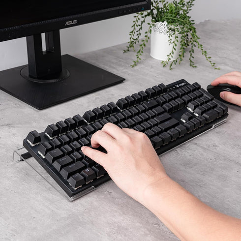 BOOMIBOO 17 5.7 Inch Clear Acrylic Tilted Computer Keyboard Holder for Ergonomic Typing, Keyboard Stand with Silicone