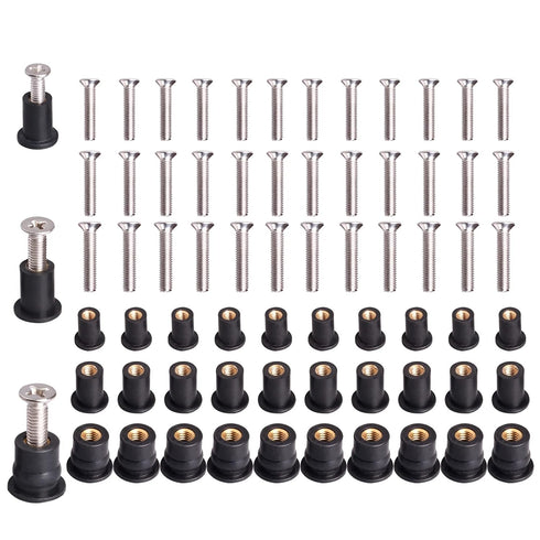 36 Pairs M4 M5 M6 Neoprene Well Nuts with Stainless Steel Screw, Rubber Well Nuts Kit for Kayak and Marine Accessories