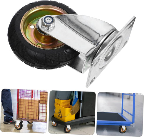 UKCOCO Small Swivel Caster Wheels with Brake for Cart Trolleys and Outdoor Trash Bins Rubber Iron Core Replacement