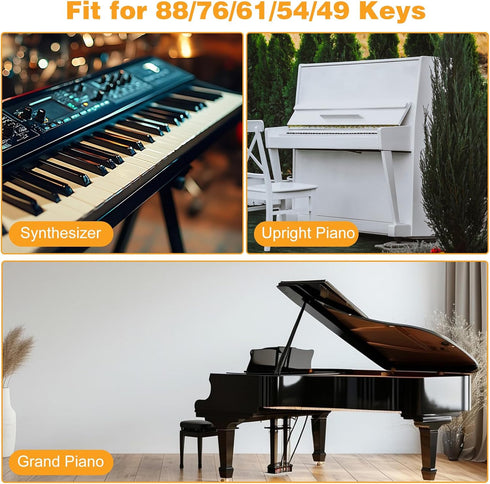 PEOVLVN 88/76/61/54/49 Piano Keyboard Stickers, Transparent Removable Piano Key Labels Stickers Notes Guide for Keys