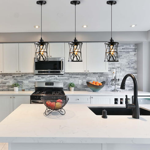 Laihezz 1-Light Black Pendant Light, Industrial Modern Small Hanging Light Fixture, Single Farmhouse Light for Kitchen