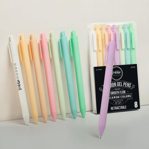 Loddie Doddie Macaron Colors Gel Pens for Journaling and Note Taking - 8 Pack, 0.7 mm Medium Point Smooth Writing Retractable Pens, No Bleed Non Smudge by Loddie Doddie