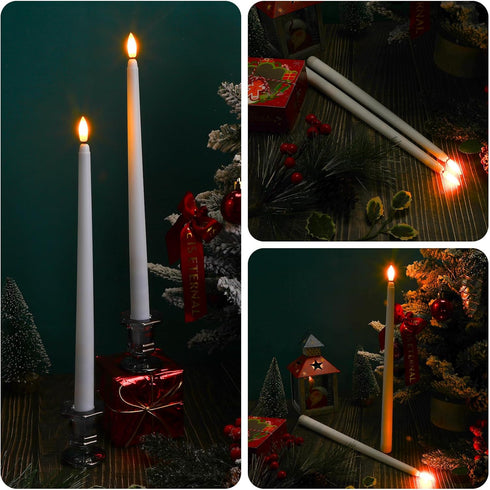 50 12.4 inch Baquler Pcs Extra Long Flameless Taper Candles Battery Operated Taper Candle Bulk LED Flickering White
