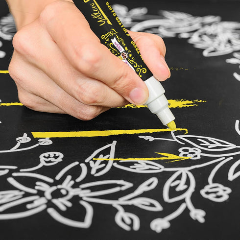CHALKY CROWN Liquid Chalk Marker Pen, Dry Erase Marker for Chalkboard Signs, 6mm Reversible Tip, Yellow