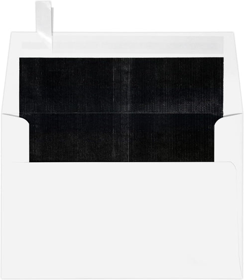 LUXPaper A4 Invitation Envelopes, Peel & Press, 4 1/4" x 6 1/4", White w/Black LUX Lining, 50 Qty, 60lb. Text