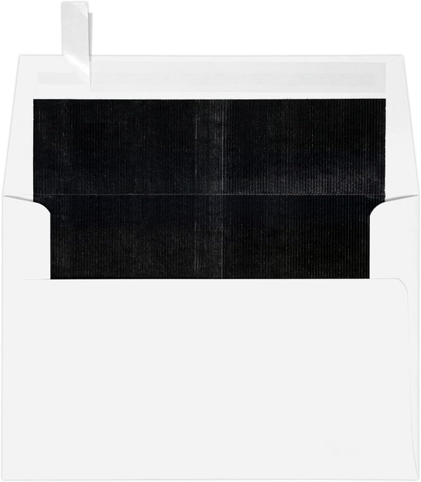 LUXPaper A4 Invitation Envelopes, Peel & Press, 4 1/4" x 6 1/4", White w/Black LUX Lining, 50 Qty, 60lb. Text