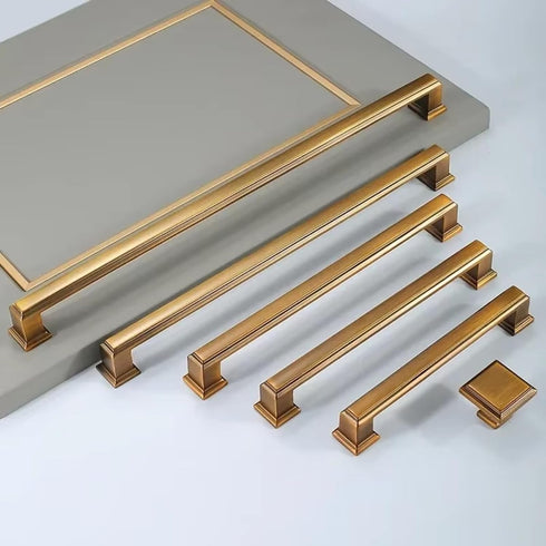 Aoleegatt American Style Zinc Alloy Thick Solid Door Handle Drawer Pull Black Gold