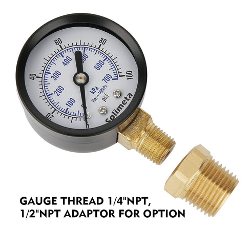Solimeta 2" Pressure Gauge, Well Pump, 0-100 PSI