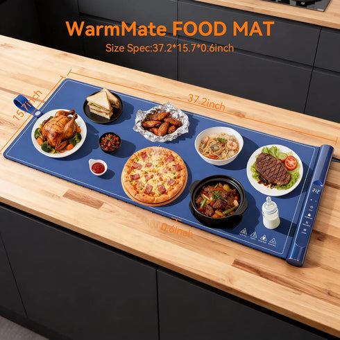 Charcofire 37.2x15.7 Inch, 7 Settings 8H Food Warming Mat Electric Silicone Heating Pad for Buffet Party, Temperature