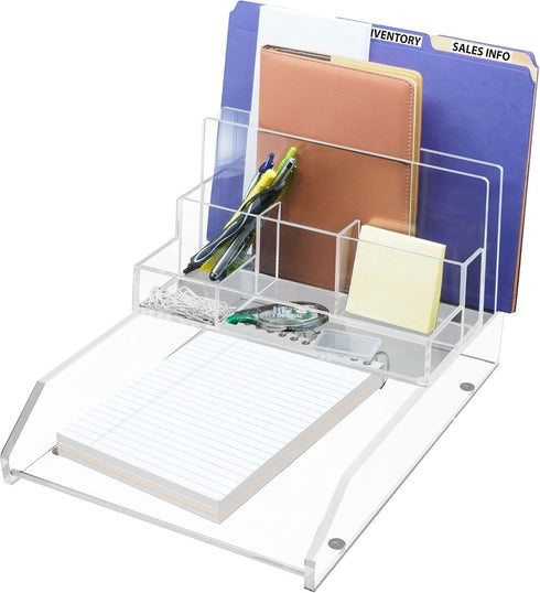Kantek Acrylic File Sorter, Desk Organizer, 10.5-Inch Wide x 7.5-Inch Deep x 6.7-Inch High, Clear (AD245)