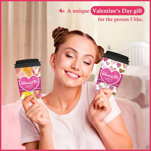 D24TIME 4 Set Valentines Day Card for Him - Coffee Cup Gift Card Holder Money Holder for Cash Gift Unique Valentines