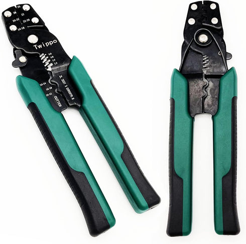 Wire Crimper Tool with Stripper Cutter, Crimping Tool for Open Barrel Terminals and Heat Shrink Connectors, 26-10 AWG