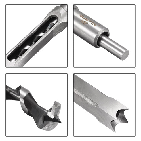 uxcell 5/8" x 213mm Square Hole Drill Bits for Wood, Mortising Chisel Bit Auger Spur Cutter Tool
