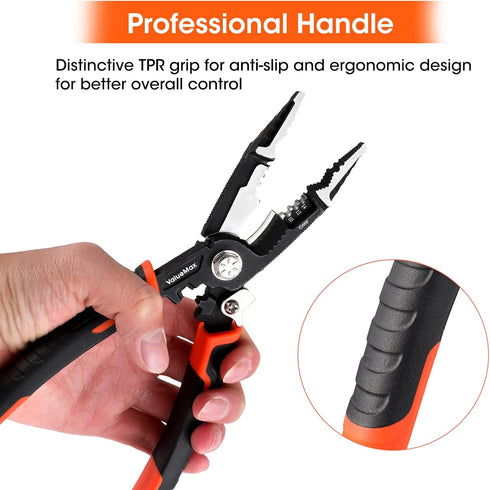ValueMax 6-in-1 Wire Stripper: 8.5" Multifunctional Professional Crimping Tool for Electric Cable