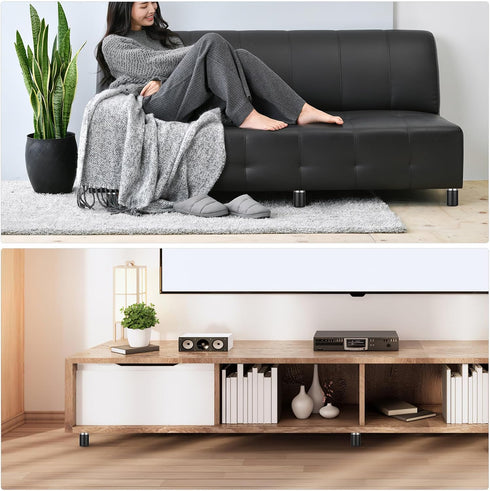 8pcs 5cm ABOOFAN Adjustable Aluminum Alloy Furniture Legs Levelers Metal Replacement Feet for Cabinets Sofas Tv Stands