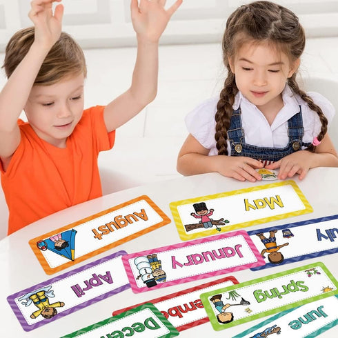 Lachilly 16 Pcs Months of The Year Flashcards, Monthly Headliners for Bulletin Board Classroom Decoration