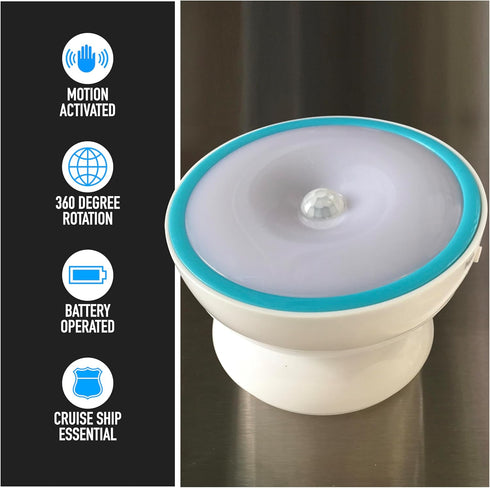 360 Closets, Cruise On Motion-Activated Battery LED Light with Magnetic Base, Rotating Night Lamp for Bathrooms