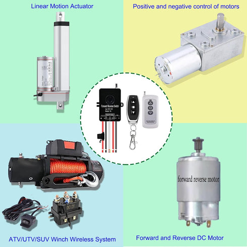 168 5V 48V /10A,Linear Winch Waterproof Forward Reverse Remote Control Switch up to FT,DC to Actuator Controller