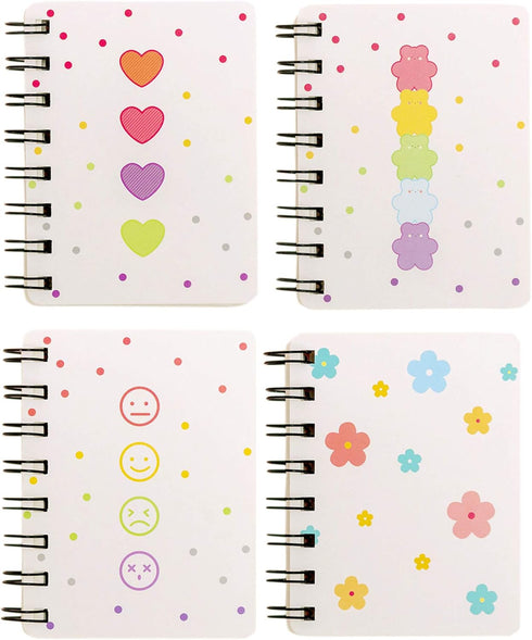 Yansanido Small Spiral Notebook, 4 Pcs 3.14 x 4.13 Inch, 4 Style Design, 80 Sheets - 160 Pages Journals for Study
