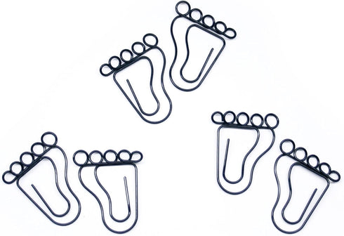 Foot Feet Shaped Paper Clips Great for Paper Clip Collectors or Office Gift - Comes in Round Tin with Lid and Gift Box (Black 100 Count) by Butler in the Home