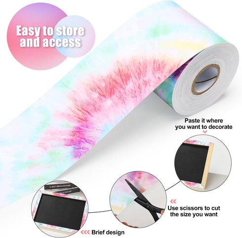 Zonon Classroom Bulletin Board Border, 65 Feet, Straight Borders Trim for Classroom or Home School Decoration (Tie Dye)