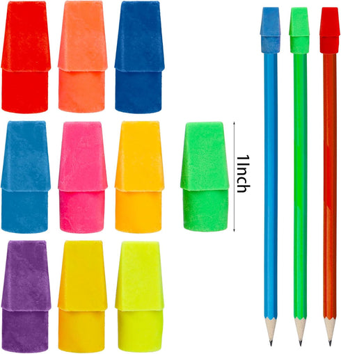 Nicunom 600 Pack Pencil Eraser Caps, 10 Colors Bulk Pencil Top Erasers for School Supplies