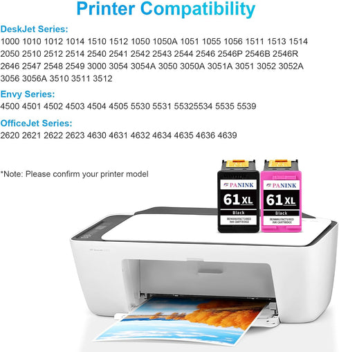 Remanufactured Ink Cartridges Replacement for HP Printer Ink 61 XL Combo Pack for 4500 5530 4502 Printer