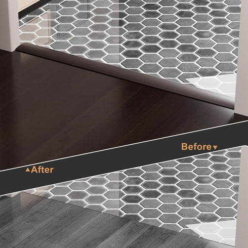 (10ft 1.57in, Floor Transition Strip - Self-Adhesive PVC Trim for Carpet to Flooring, Threshold Gap Cover x Black