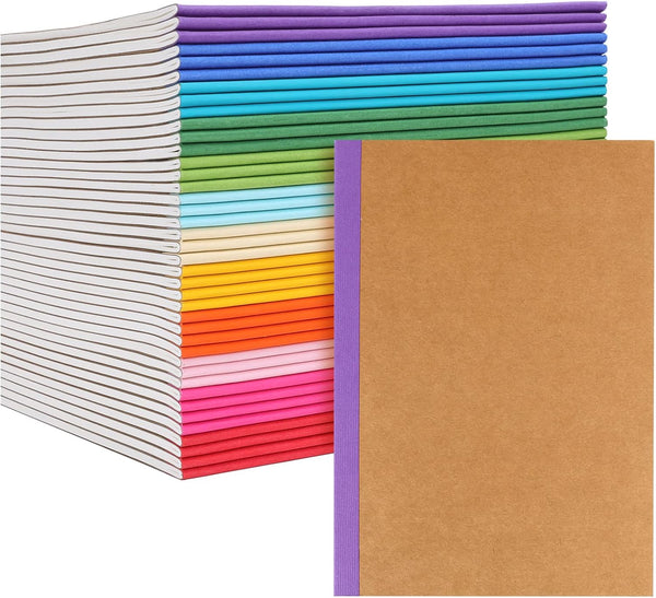 EOOUT 40 Pack A5 Kraft Notebooks - Composition Notebooks in 12 Colors with Rainbow Spines, 60 Pages
